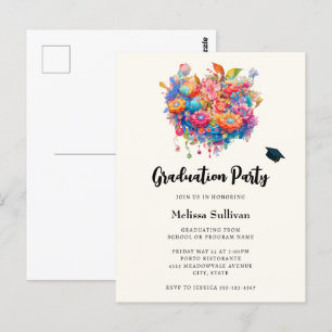 Invitation de graduation de bouquet de fleurs luna