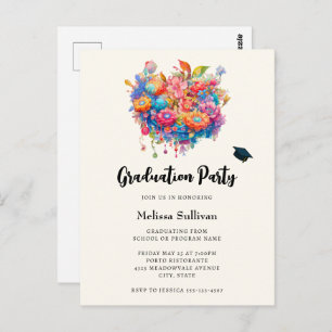 Invitation de graduation de bouquet de fleurs luna