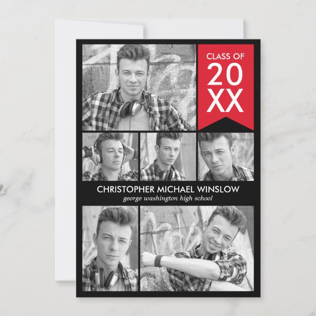 Invitation de graduation de drapeau moderne - Roug (Devant)