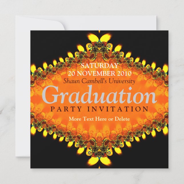 Invitation de graduation de flamme fractale (Devant)