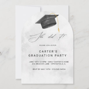 Invitation de graduation de Grunge noir et jaune