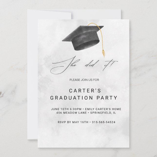 Invitation de graduation de Grunge noir et jaune (Devant)
