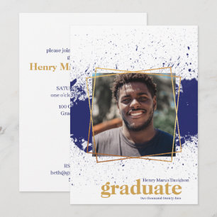 Invitation de graduation de la marina et de l'or
