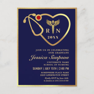 Invitation de graduation de la Marine d'or moderne