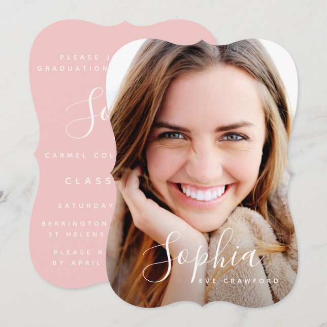 Invitation de graduation de la photo de texte de s (Devant / Derrière)