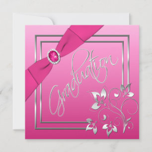 Invitation de graduation de la photo florale rose