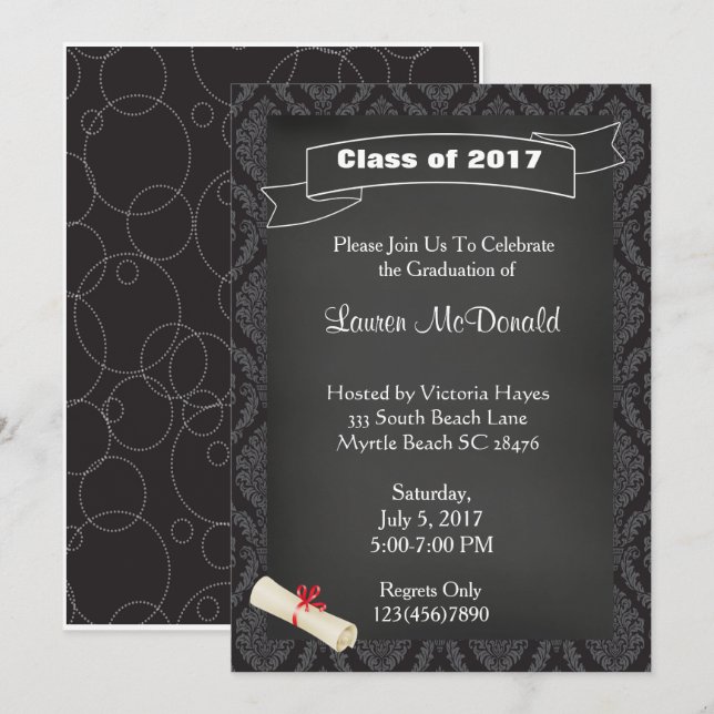 Invitation de graduation de l'enseignant du tablea (Devant / Derrière)