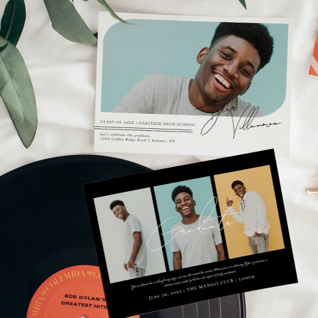 Invitation de graduation de quatre photos minima m (Créateur téléchargé)