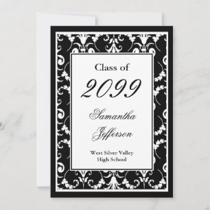 Invitation de graduation de script noir et blanc