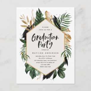 Invitation de graduation des feuilles tropicales
