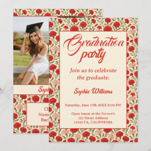 Invitation de graduation des fleurs de carnation r