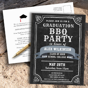 Invitation de graduation du barbecue du tableau de