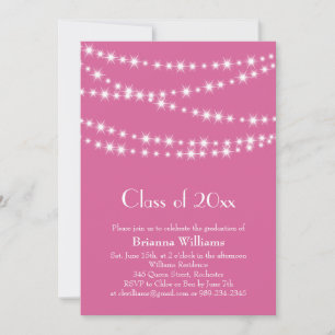 Invitation de graduation du Fuchsia Party Lights
