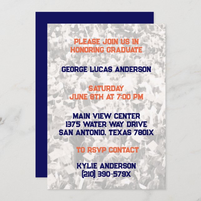 Invitation de graduation du Joueur de la Marine Or (Devant / Derrière)