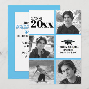 Invitation de graduation en bleu de Caroline, 7 po