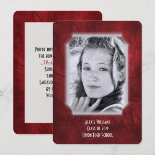 Invitation de graduation en cuir rouge