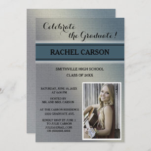 Invitation de graduation en gris et Turquoise Ombr