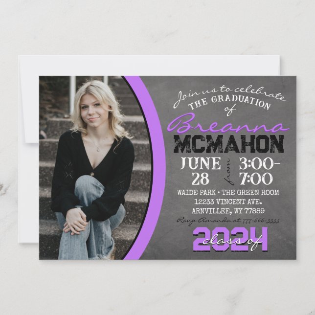 Invitation de graduation en tableau rouge et noir (Devant)