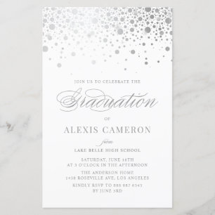 Invitation de graduation Faux Silver Foil Confetti