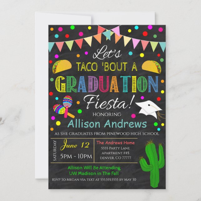 Invitation de graduation Fiesta (Devant)