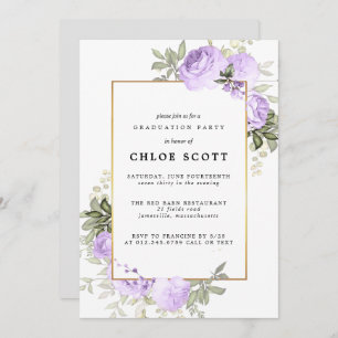 Invitation de graduation florale Rose violette