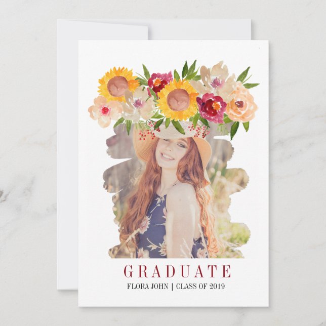 Invitation de graduation florale rustique tourneso (Devant)