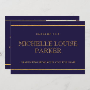 Invitation de graduation Gold Blue intemporelle