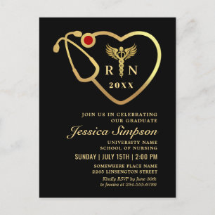 Invitation de graduation Golden Black