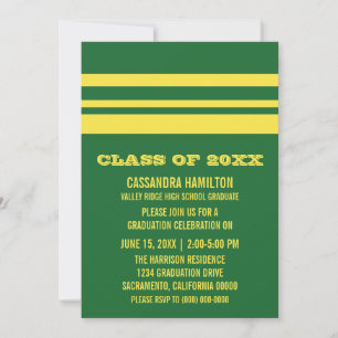 Invitation de graduation Gras Vert/Jaune