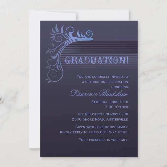 Invitation de graduation Horizon bleu (Devant)