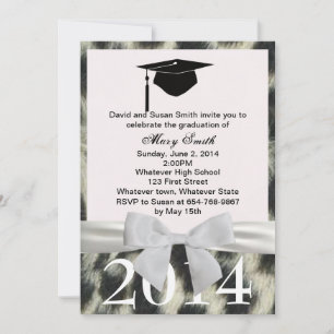 Invitation de graduation Leopard de neige blanc Ru