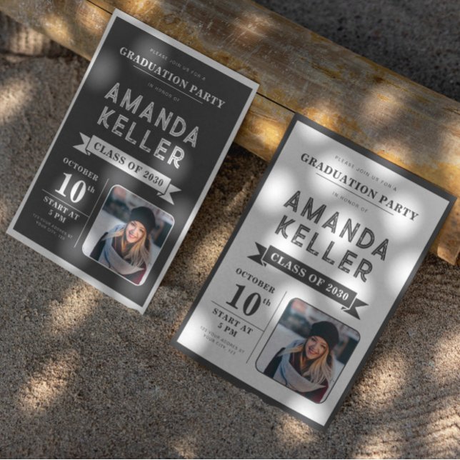 Invitation de graduation minimaliste foncé (Créateur téléchargé)