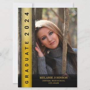 Invitation de graduation moderne Black and Gold