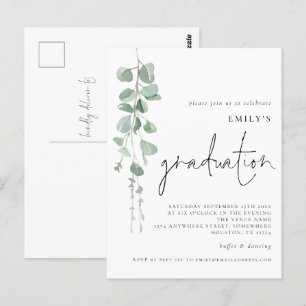 Invitation de graduation moderne Eucalyptus Script
