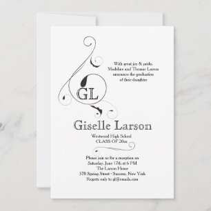 Invitation de graduation Monogramme fantaisie (vou