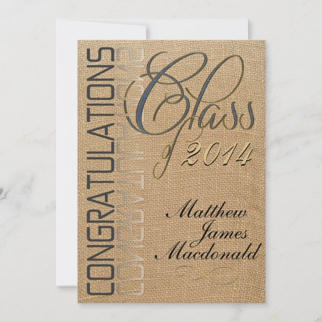 Invitation de graduation officielle Burlap Mirror (Devant)