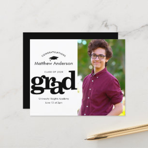 Invitation de graduation photo budget noir et blan
