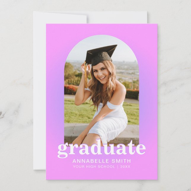 Invitation de graduation photo minimaliste moderne (Devant)