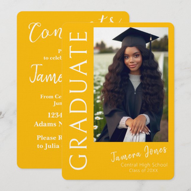 Invitation de graduation photo moderne (Devant / Derrière)