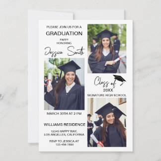 Invitation de graduation photo multiple moderne