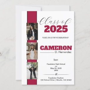 Invitation de graduation photo personnalisable