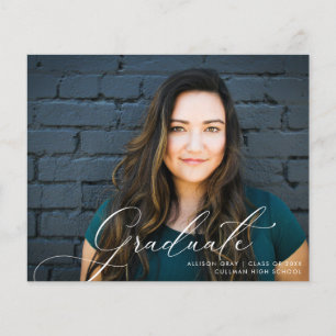 Invitation de Graduation Photo Script Moderne