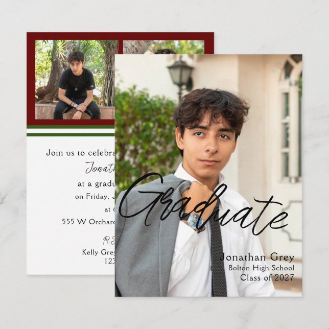 Invitation de graduation simple (Devant / Derrière)