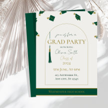 Invitation de graduation verte moderne | Personnal