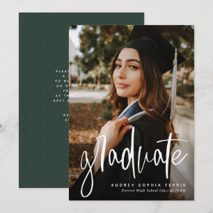 Invitation de graduation verte verticale