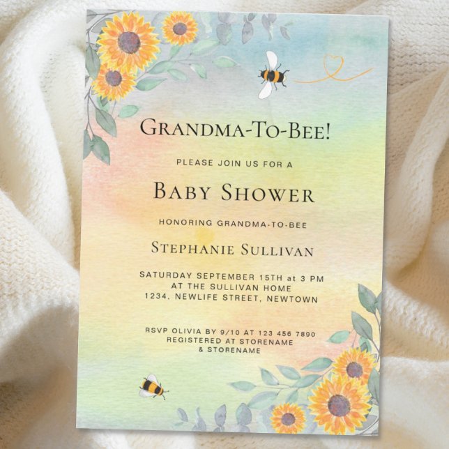 Invitation de grand-mère à Baby shower d'abeille (Créateur téléchargé)
