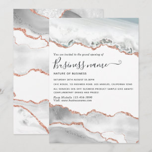 Invitation de grand ouverture en agate or rose et 