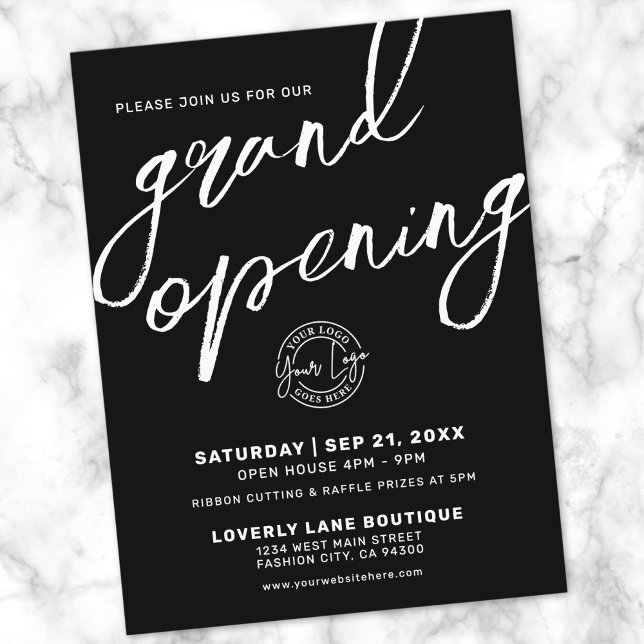 Invitation de Grande Ouverture d'Entreprise avec L (Modern Pink Logo Business Grand Opening Invitation Postcard)