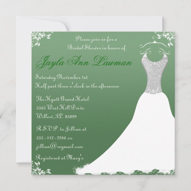 Invitation de Green Fête de l'mariée Mariage Gown (Devant)
