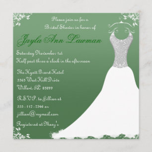 Invitation de Green Fête de l'mariée Mariage Gown